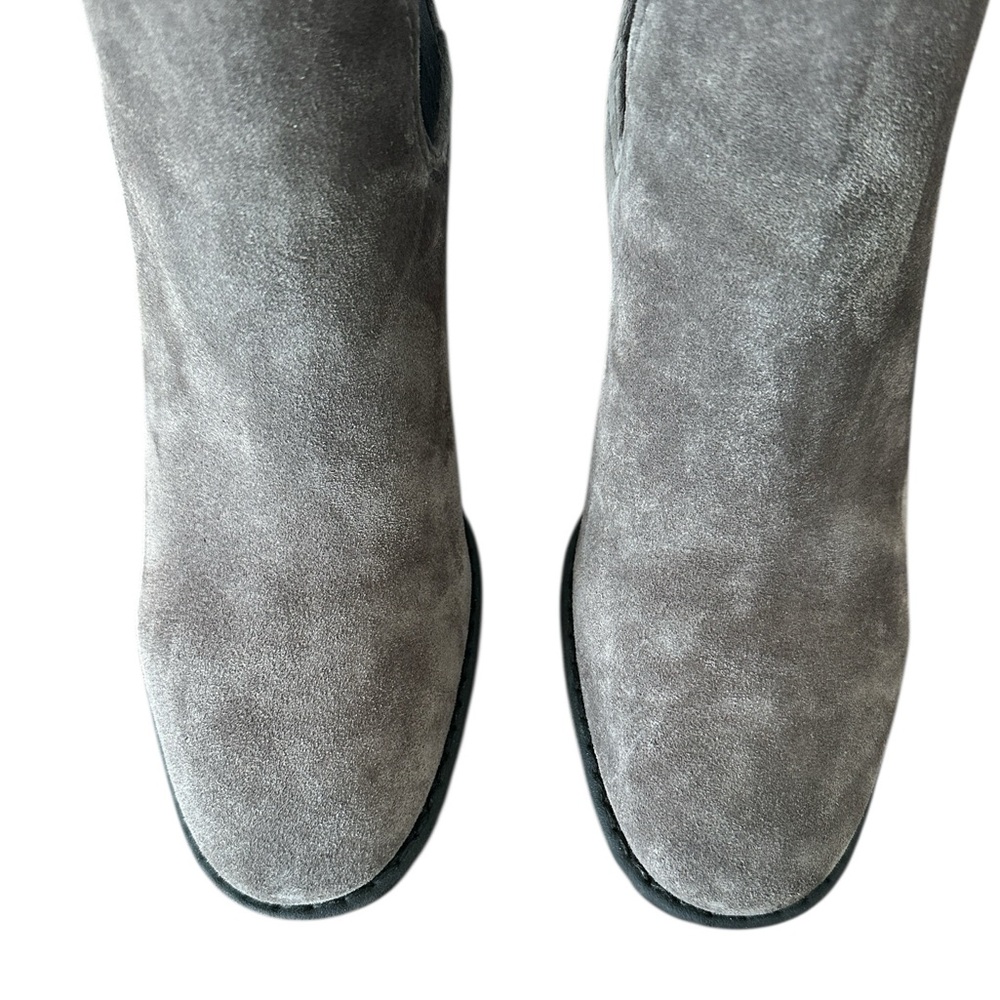Vince Henderson Chelsea Ankle Boot Gray Suede Leather Chunky Heel Bootie Size 9‎ - Picture 3 of 9